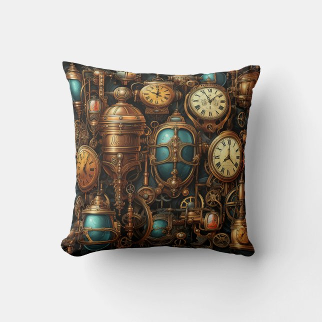 Steampunk Clocks Dekorativ kudde (Framsida)