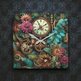 Steampunk Clocks & Gears Wall Clock Fyrkantig Klocka