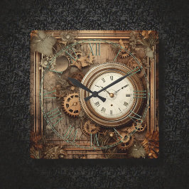 Steampunk Clocks & Gears Wall Clock Fyrkantig Klocka