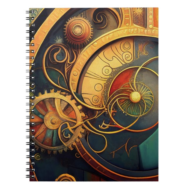 Steampunk Clockwork Abstract Design Anteckningsbok (Framsidan)