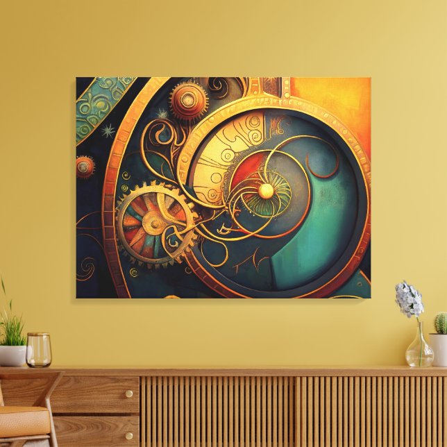 Steampunk Clockwork Abstract Design Canvastryck (Insitu (Vardagsrum))