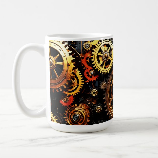 Steampunk Clockwork Gears 1004 Kaffemugg (Vänster)