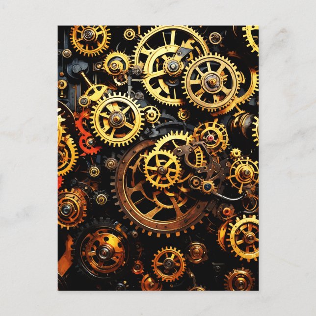 Steampunk Clockwork Gears 1004 Vykort (Framsida)