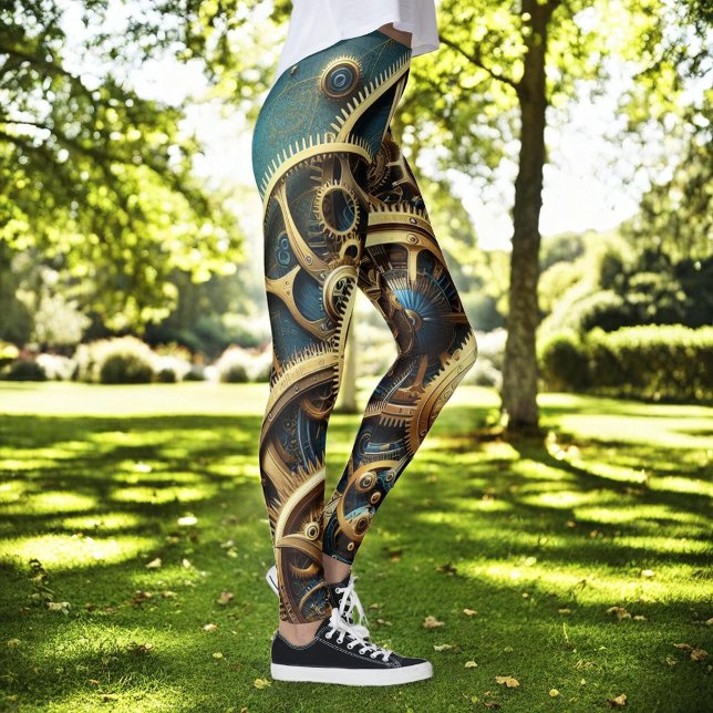 Steampunk Clockwork Guld och Teal Leggings (Skapare uppladdad)