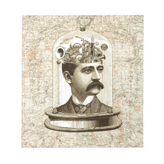 Steampunk clockwork-hjärnhuvud i burk anteckningsblock