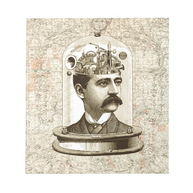 Steampunk clockwork-hjärnhuvud i burk anteckningsblock (Framsida)