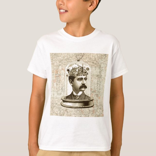 Steampunk clockwork-hjärnhuvud i burk tee (Framsida)