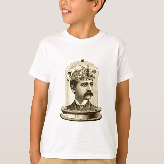 Steampunk clockwork-hjärnhuvud i burk tröja (Framsida)