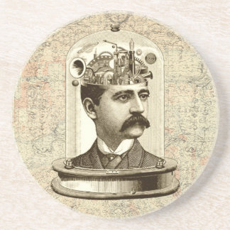 Steampunk clockwork-hjärnhuvud i burk underlägg