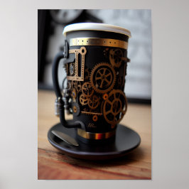 Steampunk Coffee Kopp Poster