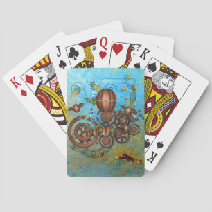 Steampunk Collage Aqua Copper Spelkort