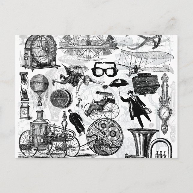 Steampunk Collage Number 2 Vykort (Framsida)