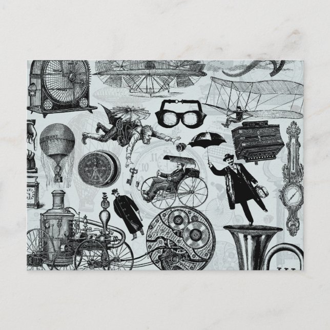 Steampunk Collage Number 2 Vykort (Framsida)