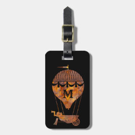 Steampunk Colorful Rust Luftballong Monogram Bagagebricka