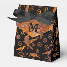 Steampunk Colorful Rusty Gears and Kråkas Monogram Presentaskar