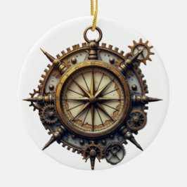 Steampunk Compass Julgransprydnad Keramik