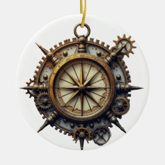 Steampunk Compass Julgransprydnad Keramik