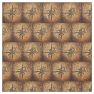 Steampunk Compass Star Fabric Tyg