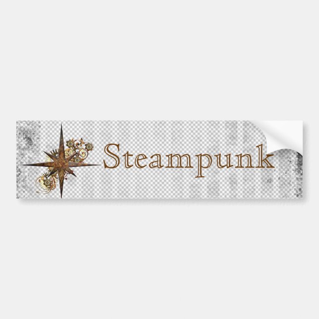 Steampunk Compass Star Grunge Bildekal (Framsidan)