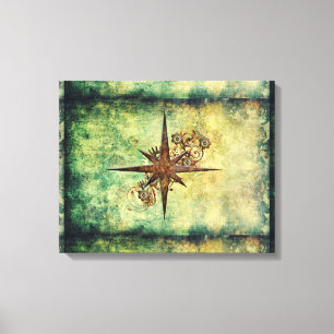 Steampunk Compass Star Wrapped Canvas