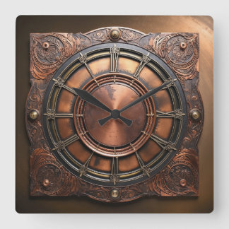 Steampunk Copper Time Ansikte Fyrkantig Klocka