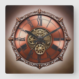Steampunk Copper Time Ansikte Fyrkantig Klocka