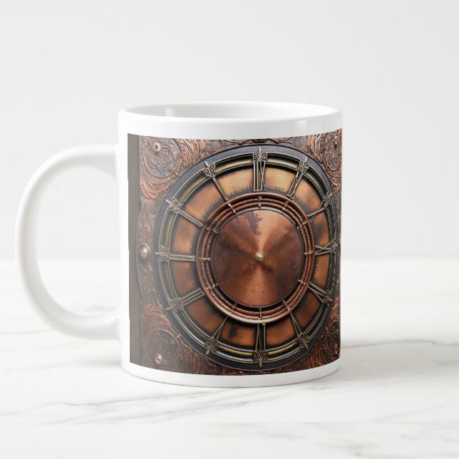 Steampunk Copper Time Ansikte Jumbo Mugg (Vänster)
