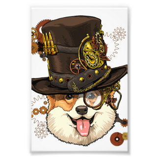 Steampunk Corgi Dog Steampunk Lovers Fototryck