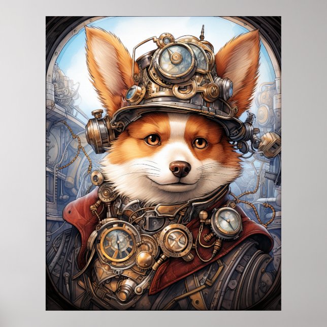 STEAMPUNK CORGI POSTER (Framsidan)