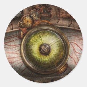 Steampunk - Creepy - Öga på teknik Runt Klistermärke