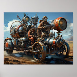 Steampunk Cross country Car Tävling Poster