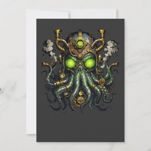 Steampunk Cthulhu-monster  Inbjudningar (Framsida)
