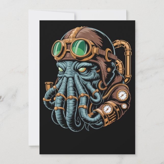 Steampunk Cthulhu-monster Inbjudningar (Framsida)