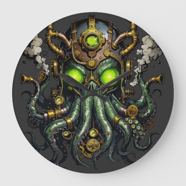 Steampunk Cthulhu-monster  Stor Klocka (Framsida)