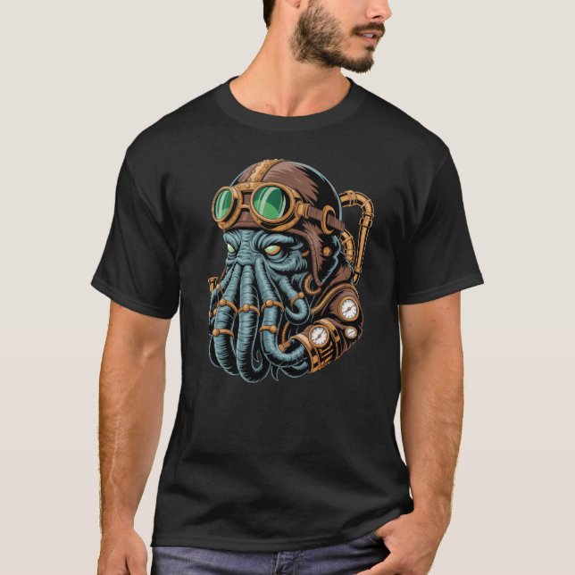 Steampunk Cthulhu-monster T Shirt (Framsida)