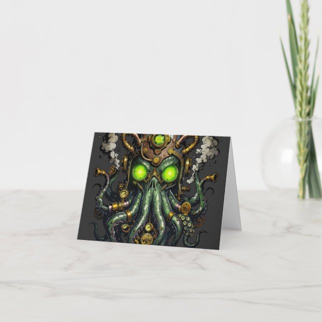 Steampunk Cthulhu-monster  Tack Kort (Framsida)