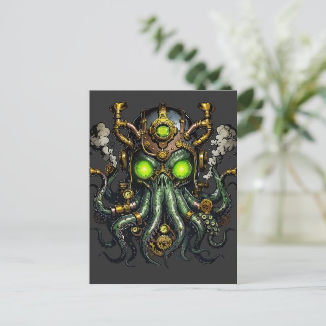 Steampunk Cthulhu-monster  Vykort (Stående Fram)