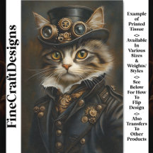 Steampunk Cute Chic Cat Kitten BR5 Decoupage