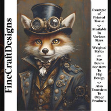 Steampunk Cute Elegant Fox BR7 Decoupage