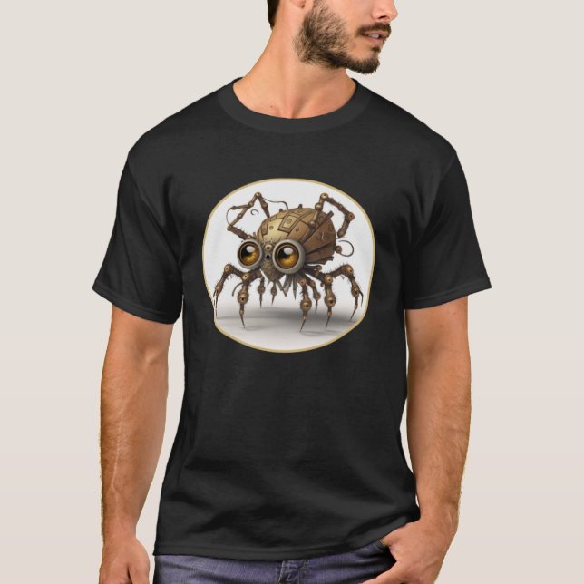 Steampunk Cute Spider Retro Scifi Mekaniska redska T Shirt (Framsida)