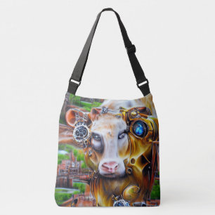 Steampunk Cyber Cow Axelväska