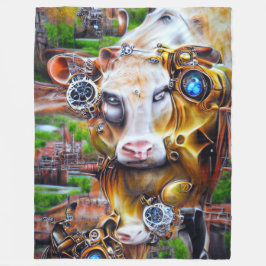 Steampunk Cyber Cow Fleecefilt