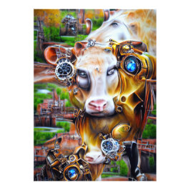 Steampunk Cyber Cow Fototryck