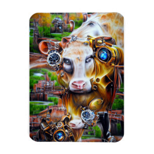 Steampunk Cyber Cow Magnet