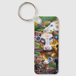 Steampunk Cyber Cow Nyckelring