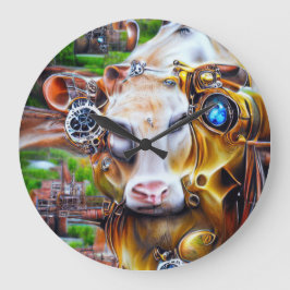 Steampunk Cyber Cow Stor Klocka