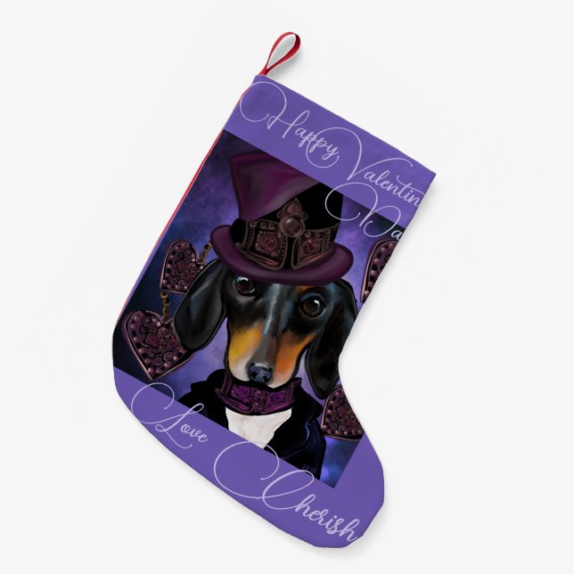 STEAMPUNK DACHSHUND LITEN JULSTRUMPA (Framsidan (Hängande))