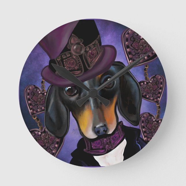 STEAMPUNK DACHSHUND RUND KLOCKA (Framsida)