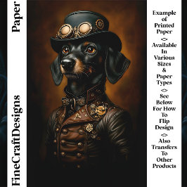 Steampunk Dachshund Wiener Dog CR5 Konsthantpapper