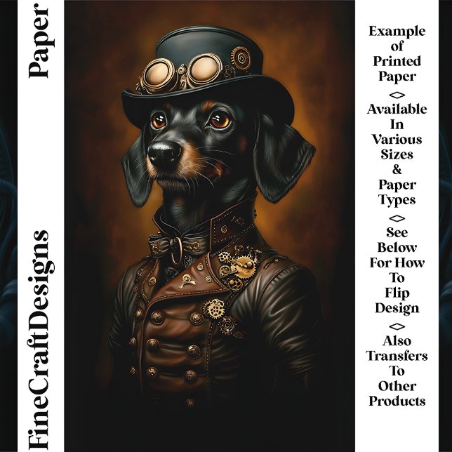 Steampunk Dachshund Wiener Dog CR5 Konsthantpapper (Skapare uppladdad)